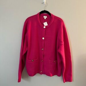 J Crew Berry Pink Sweater Lady Jacket